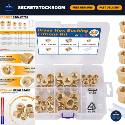 25pcs brass hex bushing kit - 25pcs,